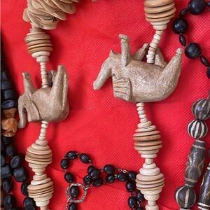 AMAZING lot of Ethnic vintage wooden beaded necklaces  costume jewelry.